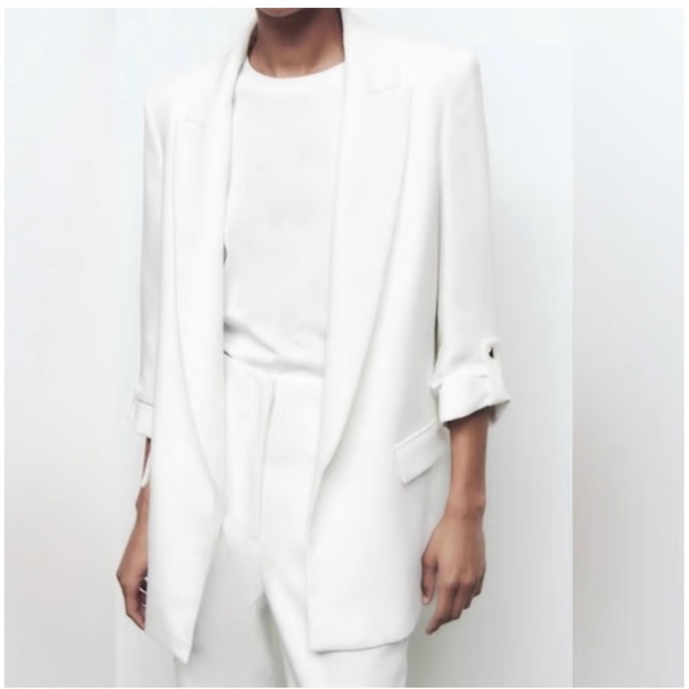 ZARA Oversized Open Front Roll Sleeve Blazer